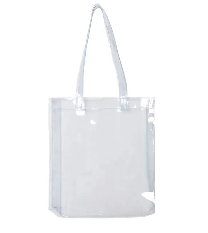 Totalizador que hace compras plástico claro de sellado caliente del PVC Tote Bag Blue Black Clear