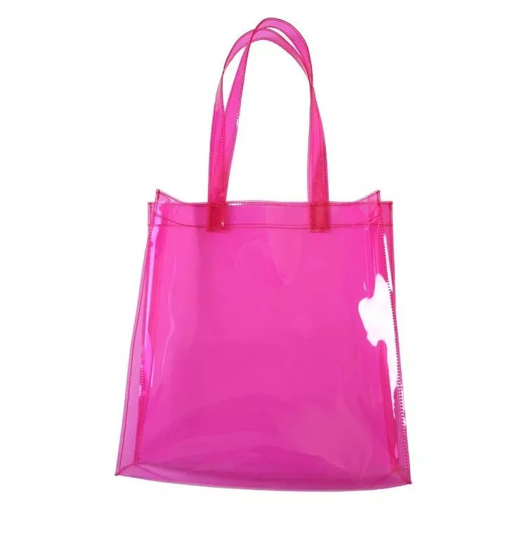 Totalizador que hace compras plástico claro de sellado caliente del PVC Tote Bag Blue Black Clear